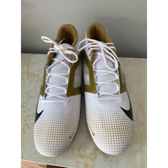 Rare PlayerMens Nike Alpha Menace Pro 4 P TD Football Cleats Size 17  WHITE/GOLD